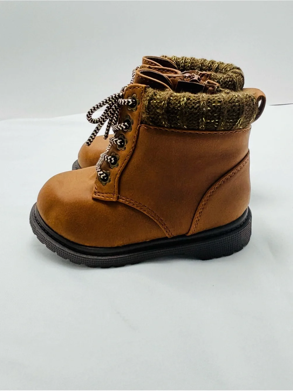 Kids Brown Winter Lace-Up Boots S060